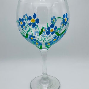 Forget me not Gin Glass, hand painted