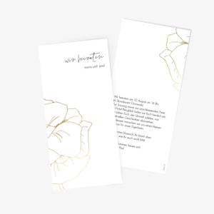 Einladung Hochzeit| floral in Gold - Optik, nachhaltig | Recyclingpapier | Einladungskarten | Hochzeitseinladung | Hochzeitskarte | edel