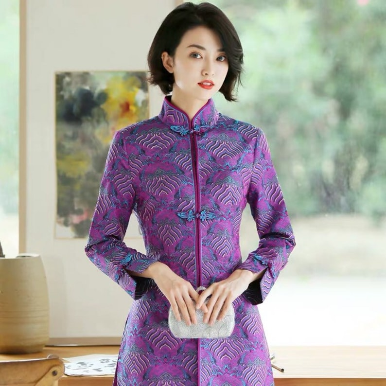 Brocade coat long coat chinese traditional coat