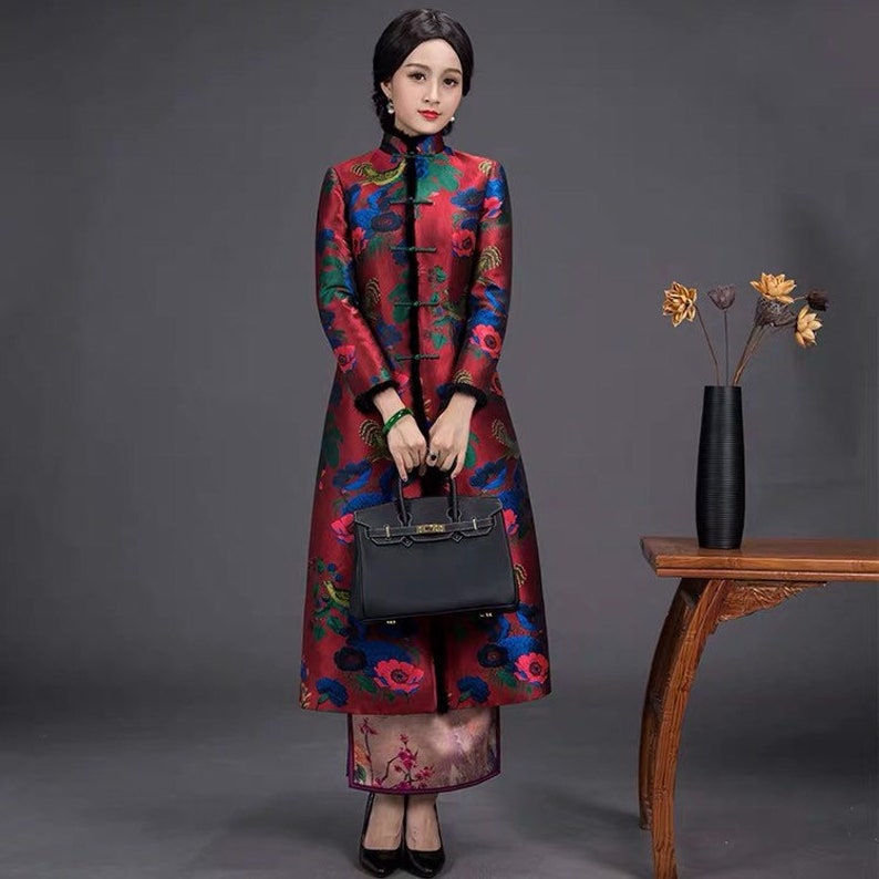 Brocade coat long coat chinese traditional coat
