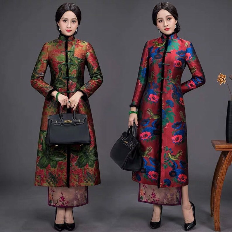 Brocade coat long coat chinese traditional coat