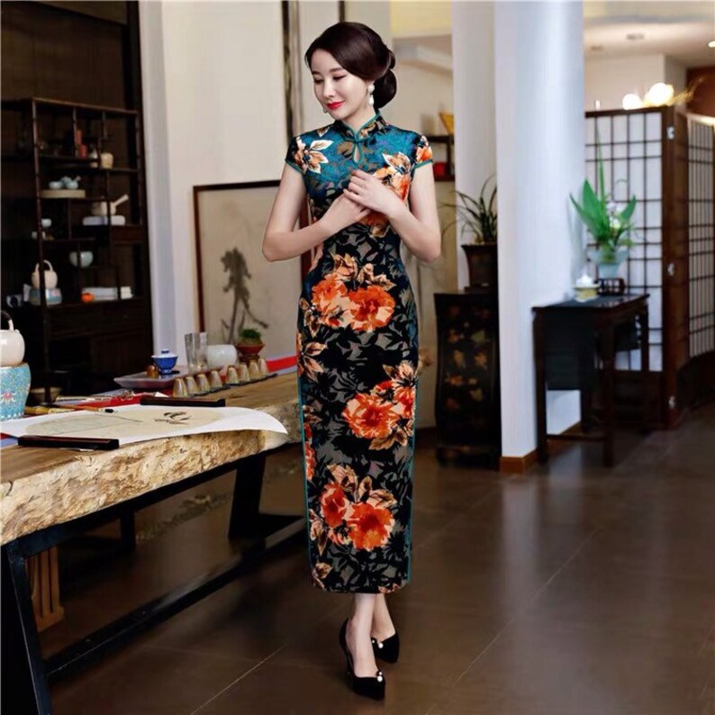 velvet chinese dress