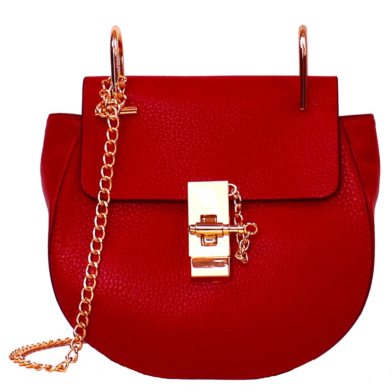 red bag with gold chain