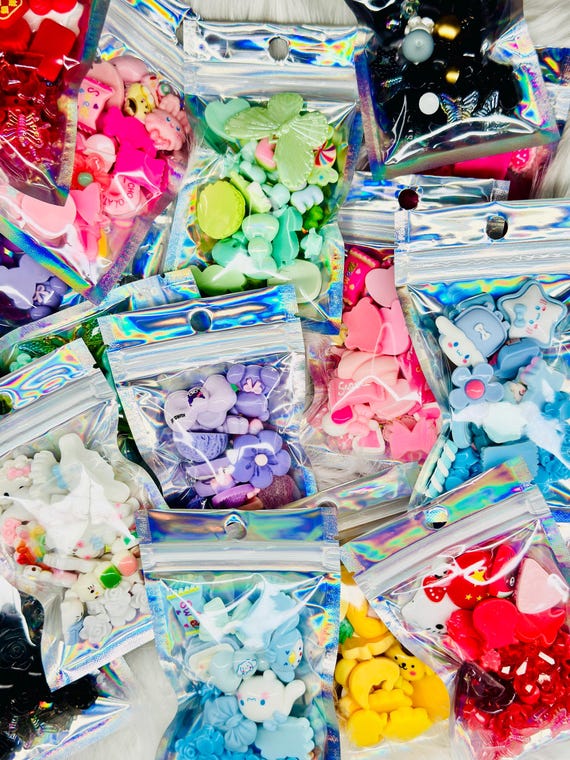 Mystery Bag of Charms | Fun Craft Surprises | Lucky Grab Bags of Flatback Charms | Cute and Kawaii Charm  Bags