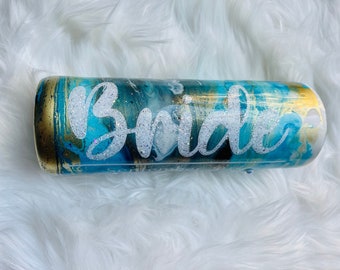 Personalized Bride Tumbler | Wedding Tumbler | Custom Pearl Tumbler | Wine Tumbler with Lid | Glitter Tumbler | Wedding Gift Bride Tumbler