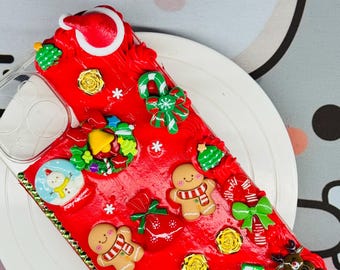 Red Christmas Charm Phone Case: Holiday Kawaii iPhone Cover