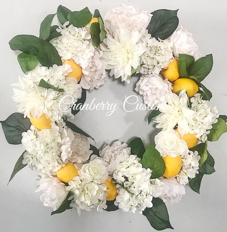 Lemon wreath. Farmhouse lemon wreath. Spring wreath. Summer image 1