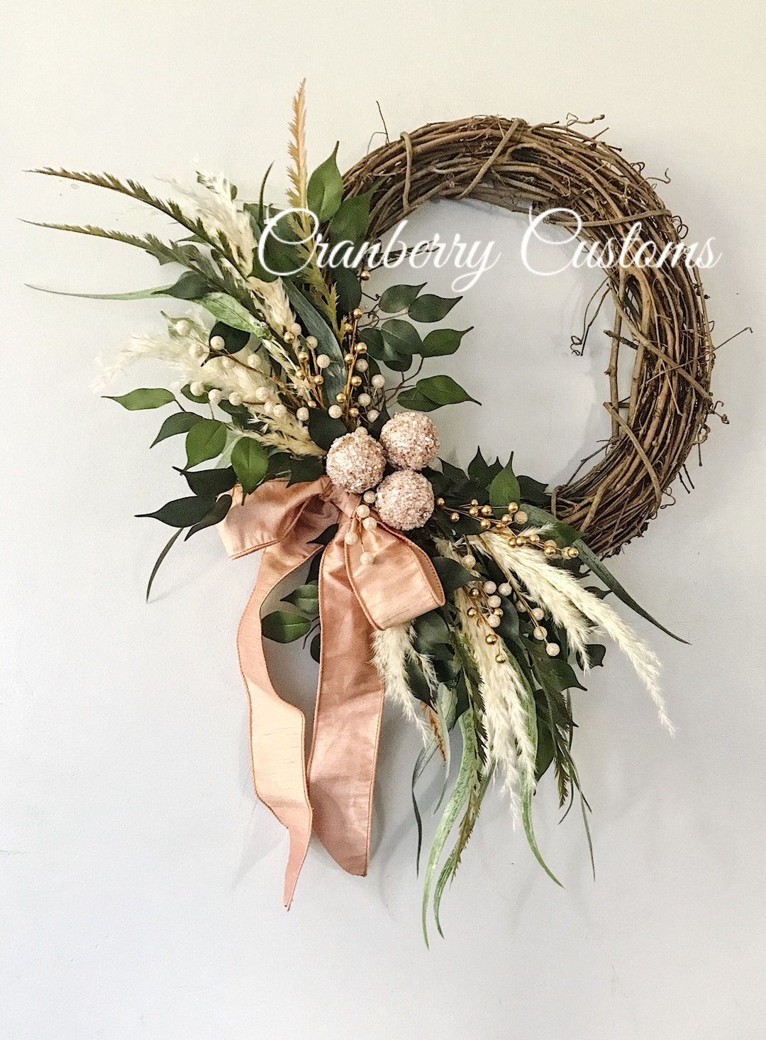 Icy Ball Wreath. Ivy Pink Wreath. Wreaths for Winter. - Etsy