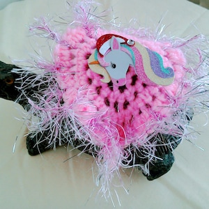 Crochet Unicorn Tortoise Cozy: Rainbow Pet Costume
