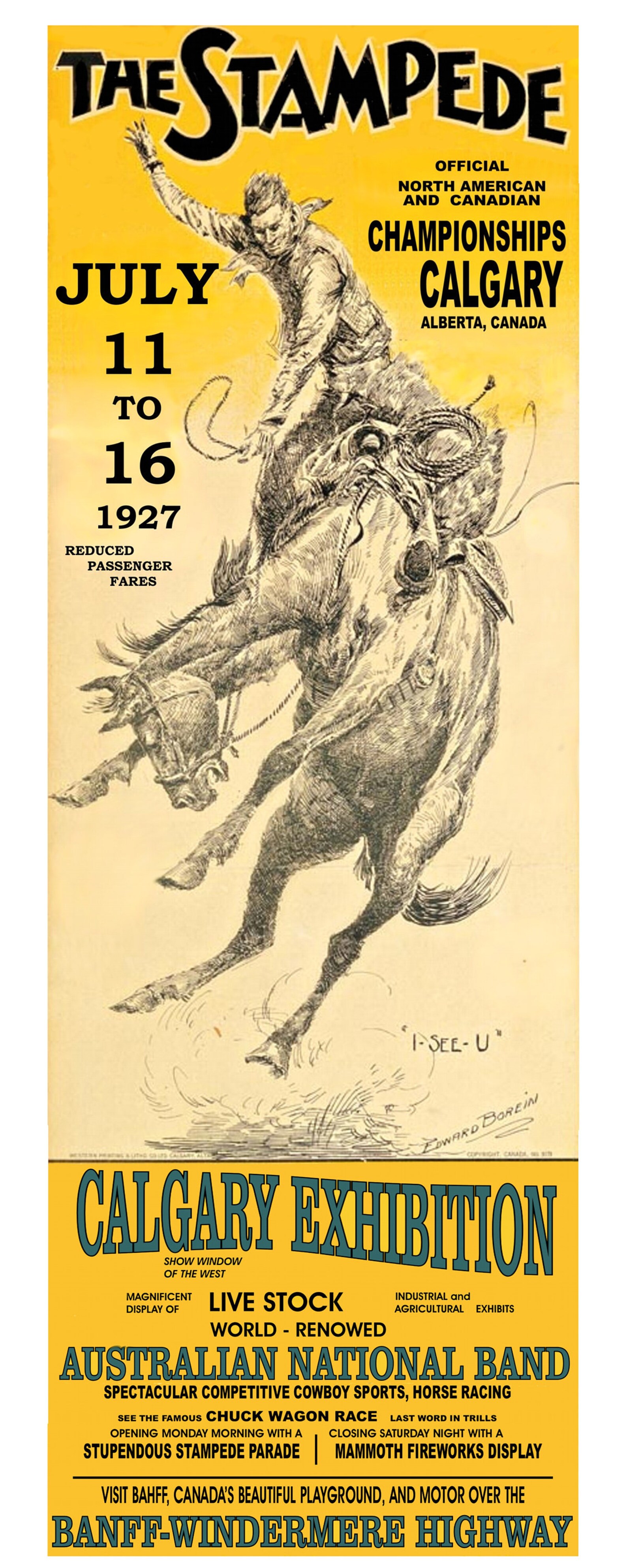 Vintage Rodeo Poster 20 x 50 Inch XXXL Poster 1927 Calgary Etsy