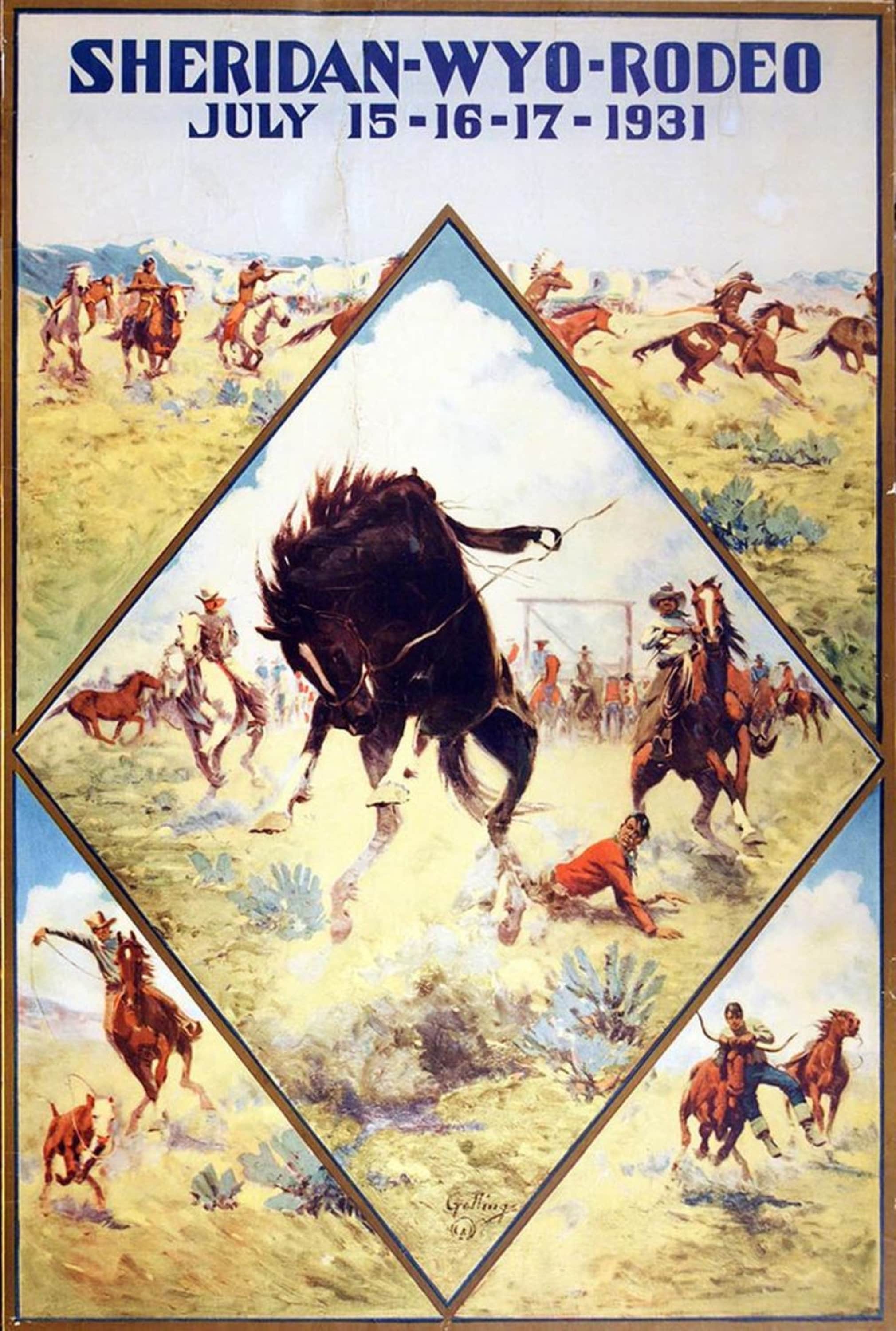 Vintage Rodeo Poster 18 x 24 Inches Sheridan Wyoming Rodeo | Etsy