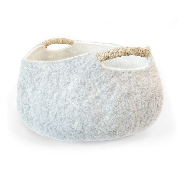 Heather Cream Wool Basket