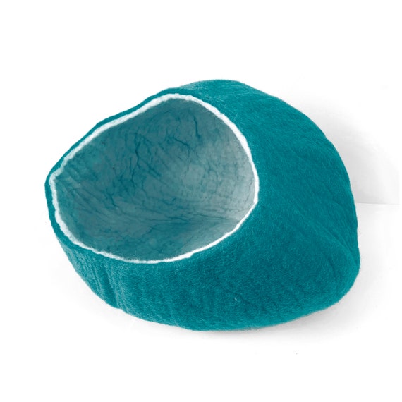 Teal Wool Cat Cave