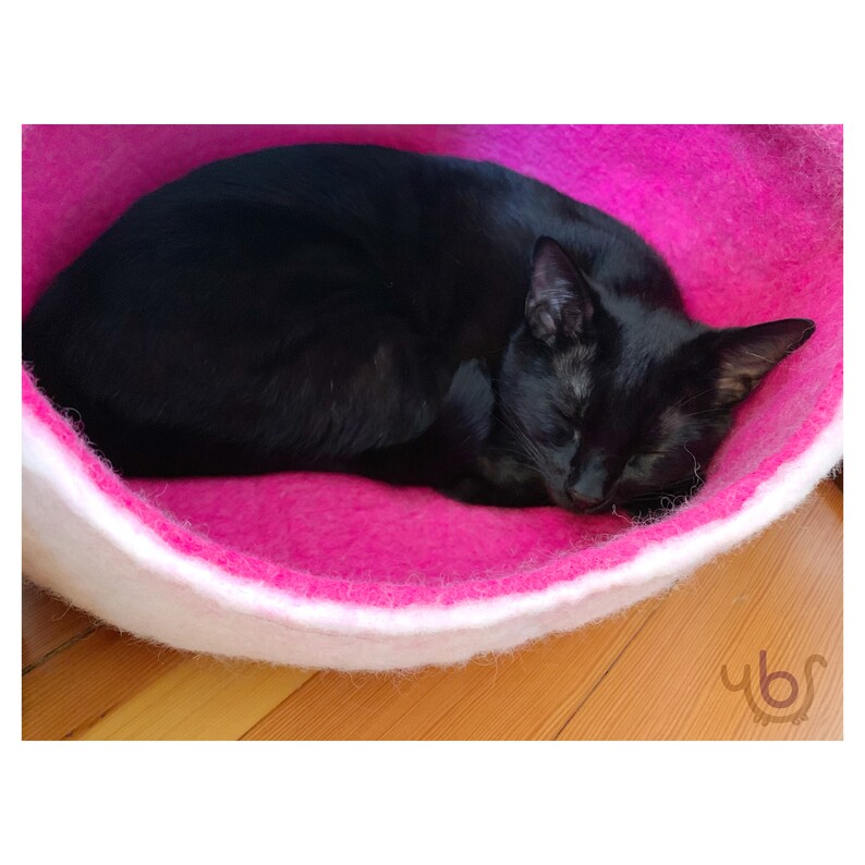 Pink Cat Bed Cat Cave Wool Felt Wooly Bowls Modern Cat Bed of Etsy India
