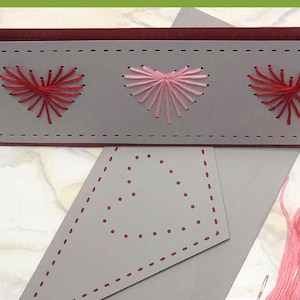 Gestikte harten kaart SVG - Valentijnsdag kaart SVG - borduurkaart SVG - verjaardag kaart Svg - bruiloft kaart Svg - silhouet - Cricut