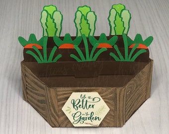 Vegetable Garden Platform Card SVG: 3D Spring Box Card (Digital Download)