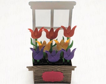 Tulip Box Card SVG: Flower Pop Up Template (Digital Download)