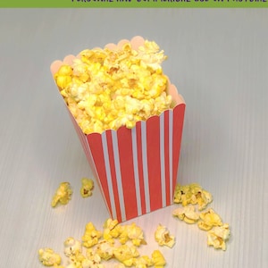 Plantilla SVG de caja de palomitas de maíz con vieiras - Caja de golosinas SVG - Caja de refrigerios SVG - Archivo de corte de recuerdo de fiesta - Archivo de corte de Silhouette y Cricut