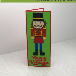 Cartão de Natal do Quebra-Nozes SVG - Cartão de Saudações de Natal Svg - Cartão Slimine Svg - Cartão de Boas Festas - Arquivo de corte Cricut e Silhouette