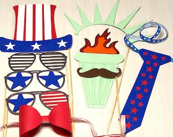 July 4th Photo Booth Props SVG - 4th of July SVG - Independence Day Party Props SVG - Patriotic Party Decor Bundle Svg - Memorial Day Decor