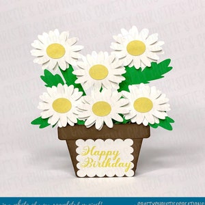 Marguerite boîte carte SVG pour la fête des mères ou carte d'anniversaire à utiliser avec les machines de découpe Cricut et Silhouette