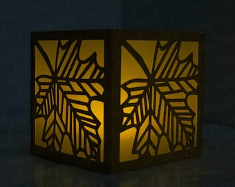 Leaf Lantern SVG – Fall Luminary, Tea Light Holder (Digital Download)