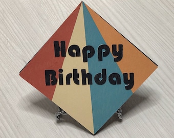 Retro Birthday Card SVG - Birthday Card SVG - Male Birthday Card SVG - Diamond Shape Card Svg - Modern Birthday Card - Cricut - Silhouette