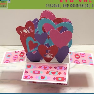 Tarjeta con forma de corazón SVG - Tarjeta de San Valentín 3D SVG - Tarjeta de aniversario Svg - Tarjeta de boda Svg - Tarjeta emergente Svg - Silhouette - Cricut
