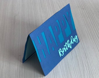 SVG-sjabloon voor gelukkige verjaardagskaart: papercutbestand (digitale download)