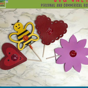 Valentines Day Lollipop Holder SVG Bundle - Lollipop Holder Cut Files - Valentines Day Candy Holder SVG - Valentines Sucker Holder Template