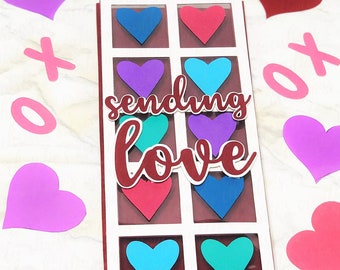 Tarjeta SVG delgada "Enviando Amor": San Valentín, boda, aniversario (Descarga digital)