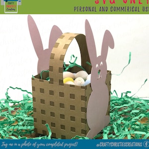 Boîte à friandises lapin de Pâques SVG - boîte à friandises de Pâques 3D SVG - boîte cadeau lapin Svg - modèle de bonbonnière - boîte personnalisable - Cricut - Silhouette