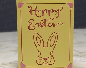 Easter Card SVG - Happy Easter Card SVG - Bunny Card SVG - Easter Insert Card Svg - Easter Papercraft Template - Instant Download