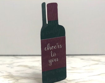 Wine Bottle Card SVG - Wine SVG - Wine Bottle Template - Alcohol Card SVG - Cheers Card Cut File - Shape Card - Anniversary - Father's Day