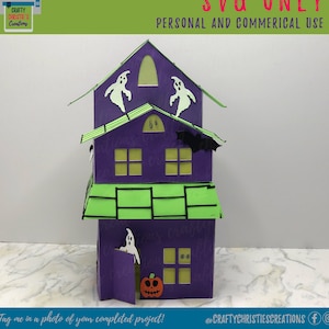 3D Haunted House SVG - Haunted House Tea Light Papercraft - Halloween SVG - Halloween Papercraft - Haunted House Luminary SVG