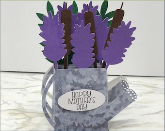 Watering Can Box Card SVG - Flower Pop Up Card SVG - Flower Card Template - 3D Flower Card SVG - Mothers Day Card Cut File - Birthday Card