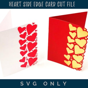 Cartão Heart Side Edge SVG - Cartão de Dia dos Namorados SVG - Cartão de Coração SVG - Cartão de Aniversário Svg - Cartão de Casamento Svg - Cartão de Amor - Silhueta - Cricut