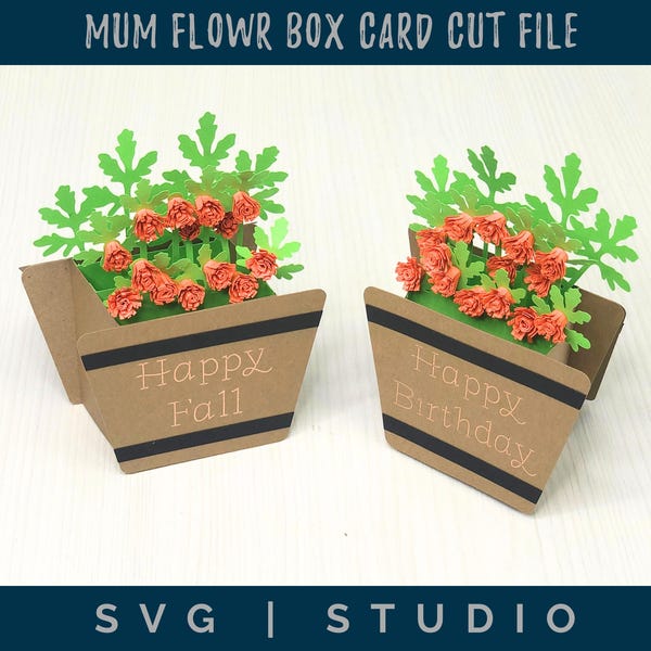 Tarjeta con flor de crisantemo naranja: plantilla SVG de papercraft 3D