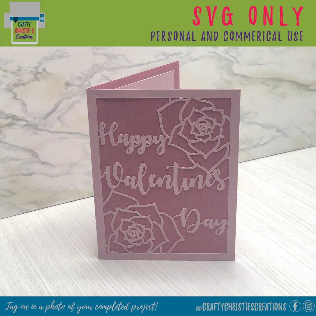 Happy Valentines Day Card SVG - Papercut Template (digital Download) - Etsy