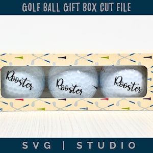 Modelo de caixa de bola de golfe, arquivo de corte SVG para Cricut e Silhouette, padrão de caixa de presente, papel digital, tema de golfe, festa, lembrancinha, embalagem de presente pequena