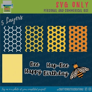 3D Layered Bee Card SVG Birthday Card SVG Be Happy Card SVG Honeycomb Mandala Card Svg Layered Card Papercraft Cricut Silhouette image 6