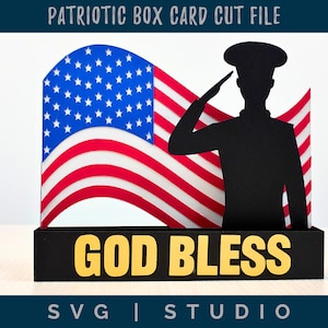 Patriottische Box Card SVG - Military Appreciation Card - Boot Camp Graduation - Veteranendagkaart - Memorial Day Card - Cricut - Silhouet