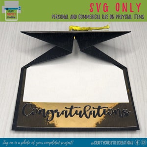 Graduation Cap Card SVG: Papercut-sjabloon (digitale download) afbeelding 3
