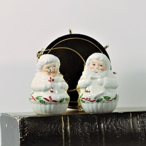 Lenox Santa and Mrs. Clause Salt and Pepper Shakers,  Mr. and Mrs. Claus Salt and Pepper Shakers, Vintage Christmas,