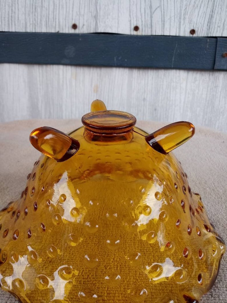 Amber Hobnail Glass candy or nut bowl Vintage Amber Glass, Amber Candy Dish