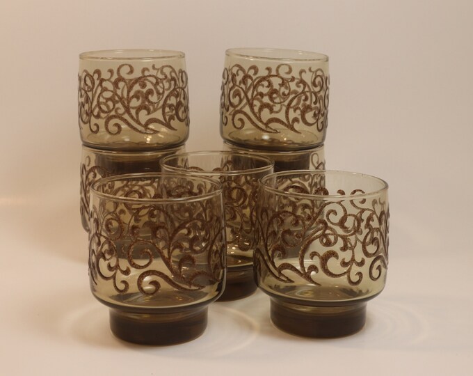 Libbey Drinking Glasses Prado Vintage Libbey Smoky Brown Etsy