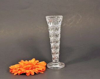 Clear Bud Vase, Vintage Pressed Glass Vase, 6 inches Bud Vase, Wedding Table Decor,