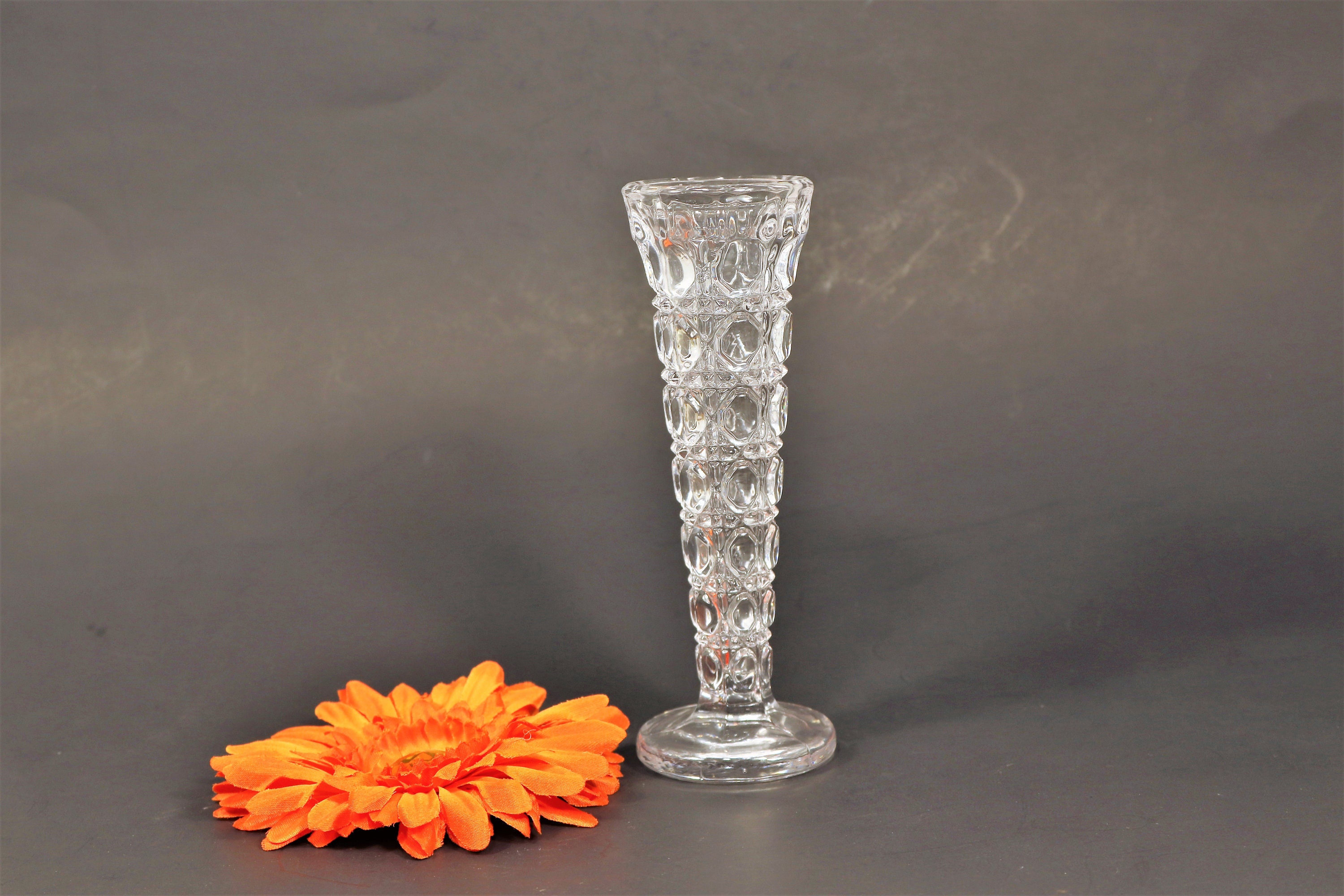 Clear Bud Vase Vintage Pressed Glass Vase 6 Inches Bud Vase Etsy