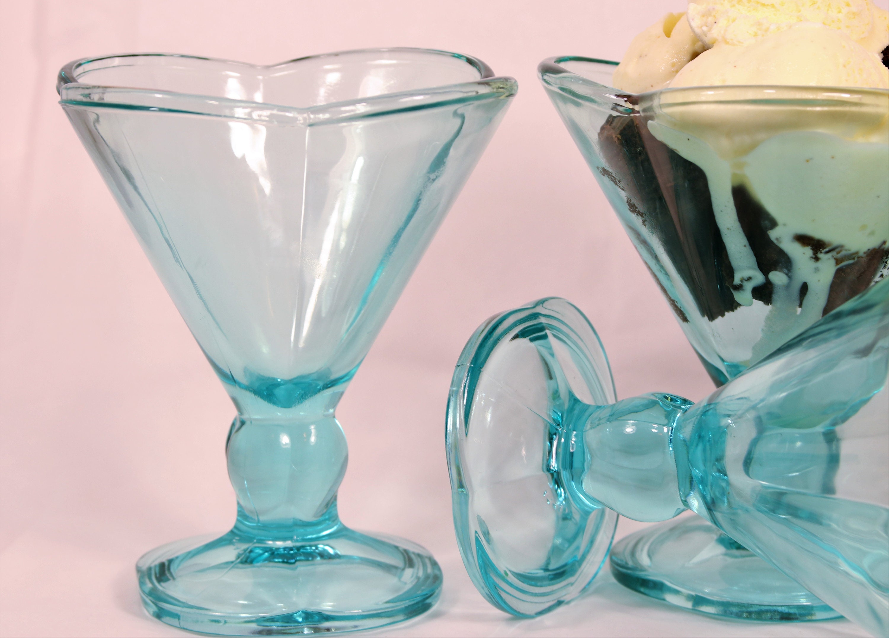 Blue Glass Dessert Cups Blue Sundae Parfait Dessert Dish Etsy