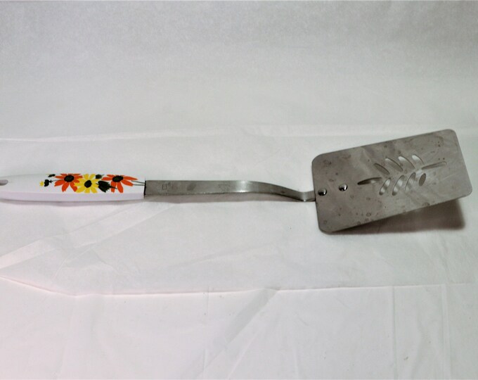 Ekco Chrome Spatula. Spatula Vintage Ekco, Orange and Yellow Flower